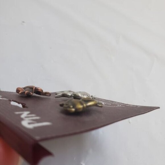 Spoontiques Frogs Tac Pin Art 3 Frogs in Bronze and Silver Collection Jewelry - Picture 5 of 6